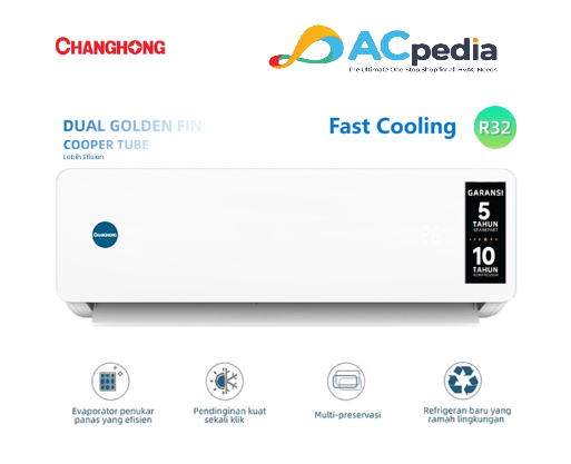 Changhong AC Wall Mounted Split Standard Gold Fin 1/2 PK - CSC-05NVB4