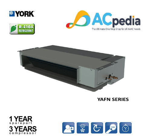 York AC Ceiling Ducted Standard YAFN Series 2 PK - YAFN18BZNWZTH1