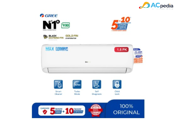 Gree AC Wall Mounted Split Deluxe Standard Series 1 1/2 PK - GWC-12N1A